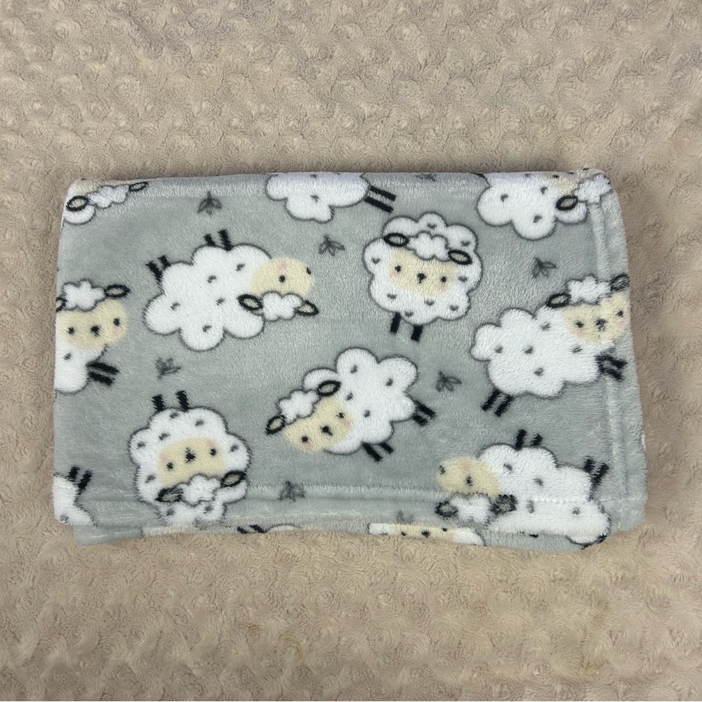 Parent's Choice Lamb Sheep Baby Blanket Gray White Black Plush Soft